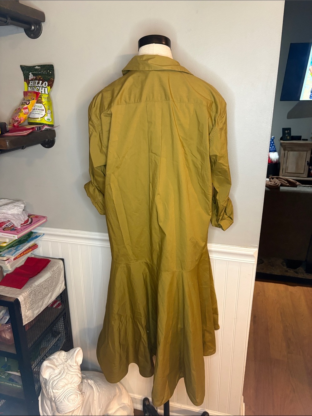 Marni Olive Green Button-Front Midi Dress - Picture 3 of 8